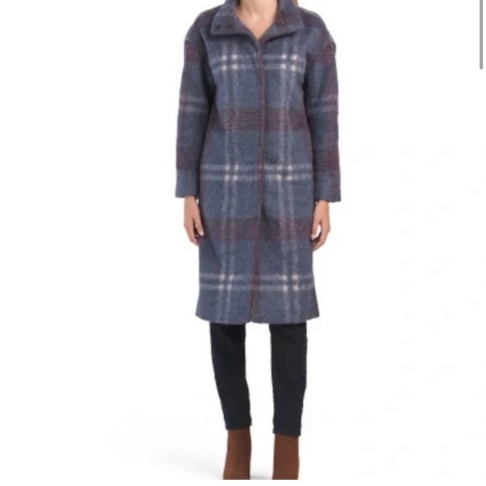 Cyrus Plaid wool blend coat